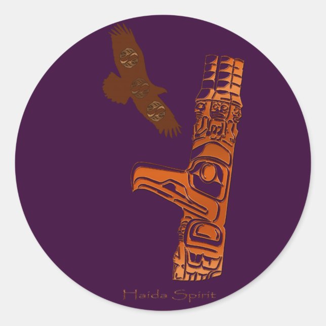 HAIDA SPIRIT Eagle & Totem Pole Art Stickers (Front)
