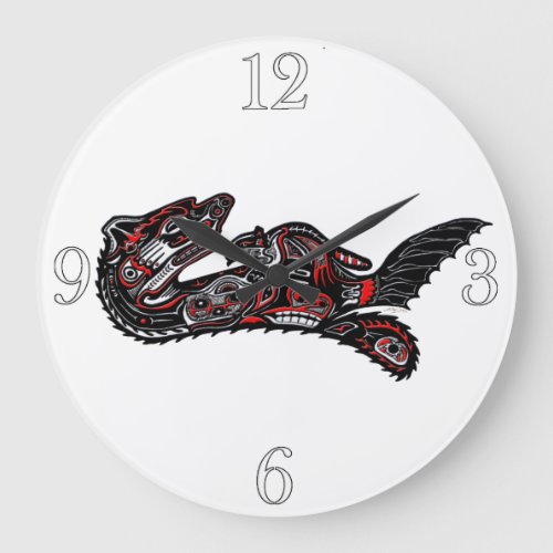 Haida_style Mother Otter and Baby Otter Native Art Large Clock