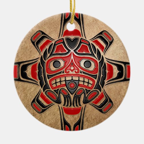 Haida Sun Mask Ceramic Ornament