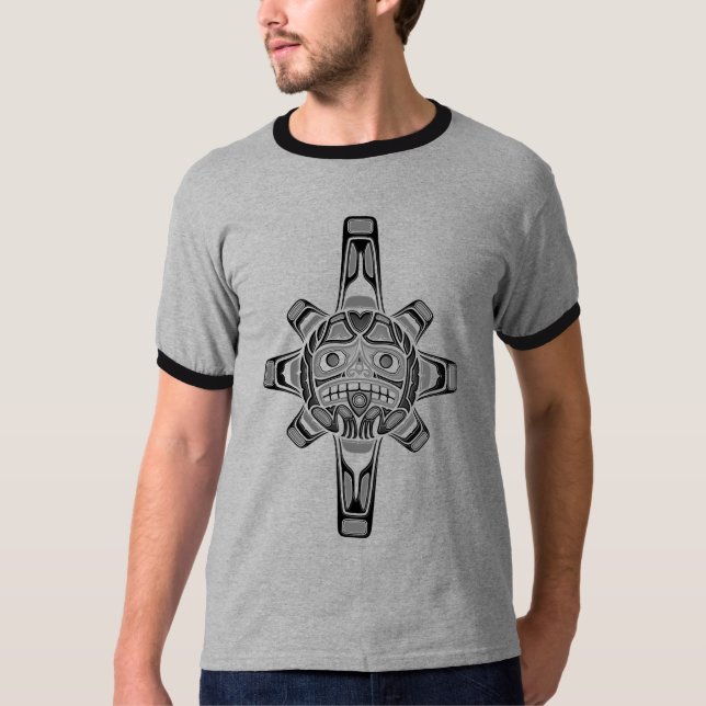 Haida Sun Mask, gray T-Shirt (Front)