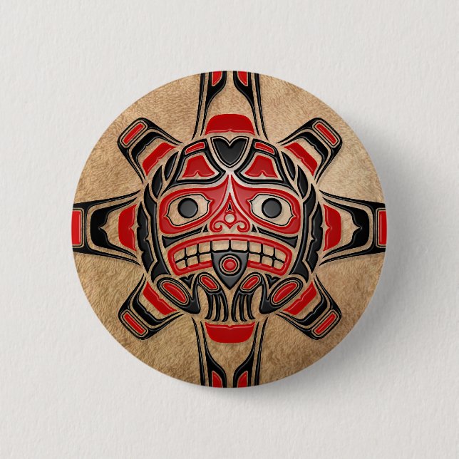 Haida Sun Mask Pinback Button (Front)