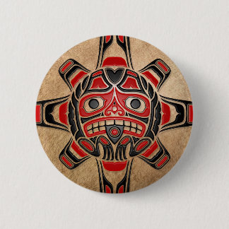 Haida Sun Mask Pinback Button