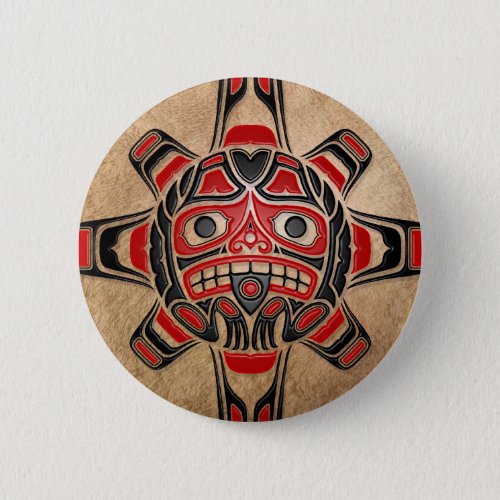 Haida Sun Mask Pinback Button