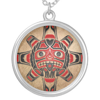 Haida Sun Mask Silver Plated Necklace