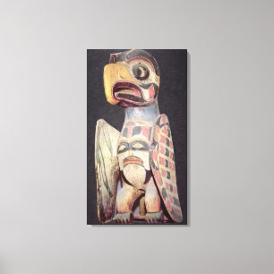 Haida 'Thunderbird' statue (painted wood) Canvas Print