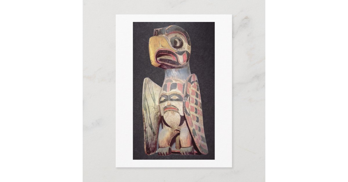 Haida 'Thunderbird' statue (painted wood) Postcard | Zazzle