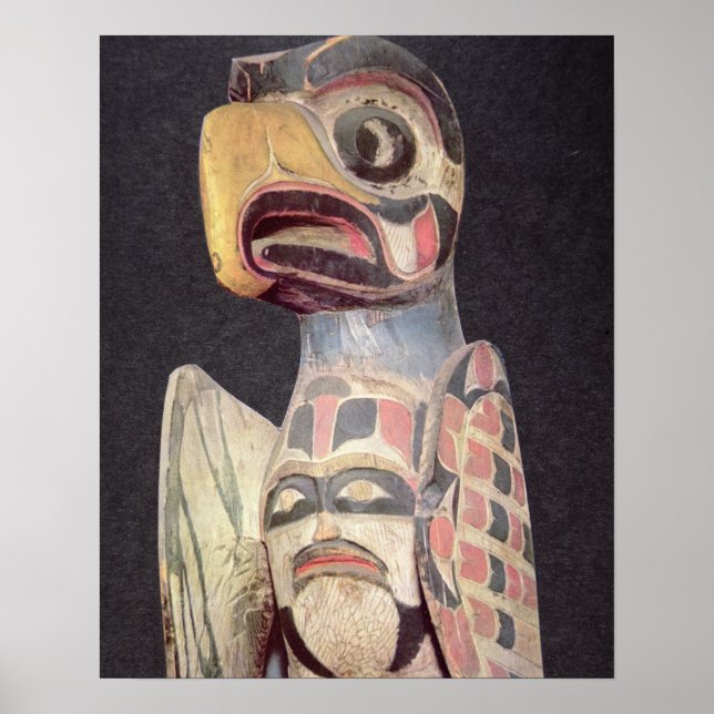 Haida 'Thunderbird' statue (painted wood) Poster (Front)