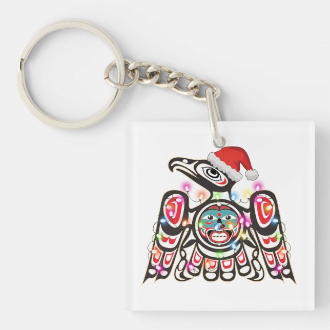 Haida Thunderbird Symbolism Ornament Target Christ Keychain (Front)