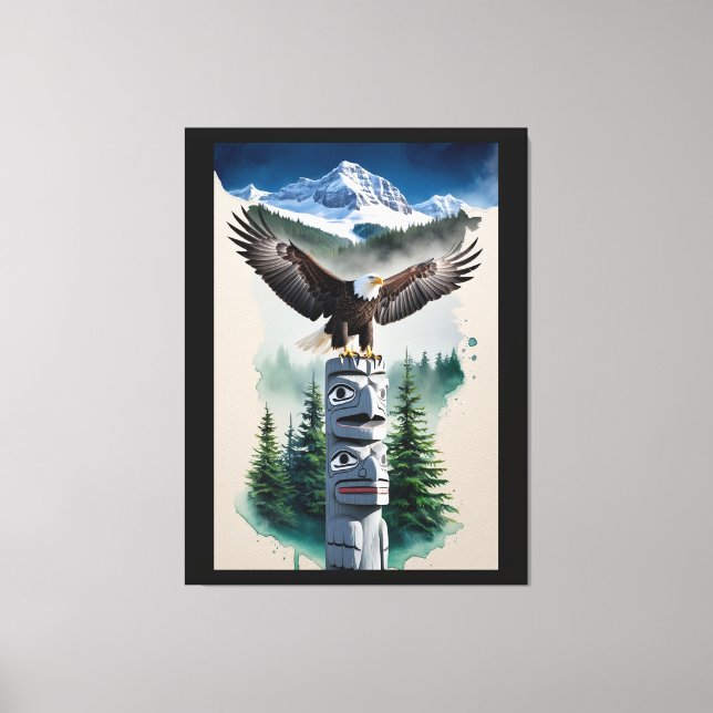 Haida Totem and Bald Eagle Canvas Print (Front)