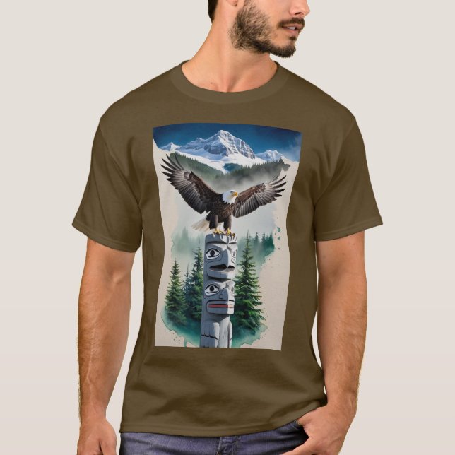 Haida Totem and Bald Eagle T-Shirt (Front)