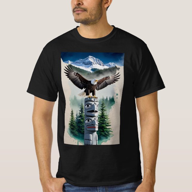 Haida Totem and Bald Eagle T-Shirt (Front)