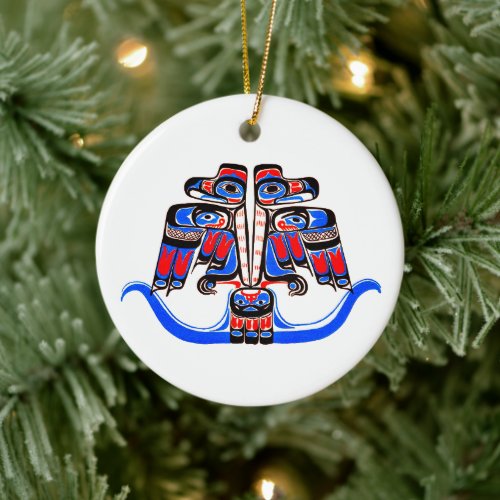 Haida Tribal Double Thunderbird Native American Ceramic Ornament