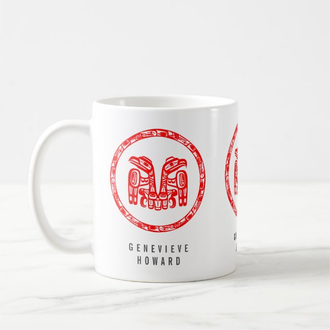 Haida Tribal Native American Double Red Eagle  Coffee Mug (Left)