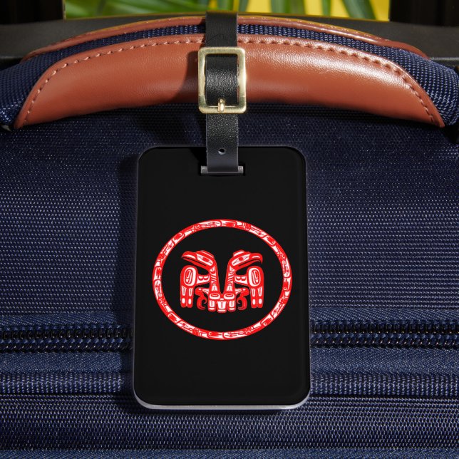 Haida Tribal Native American Double Red Eagle  Luggage Tag (Front Insitu 2)