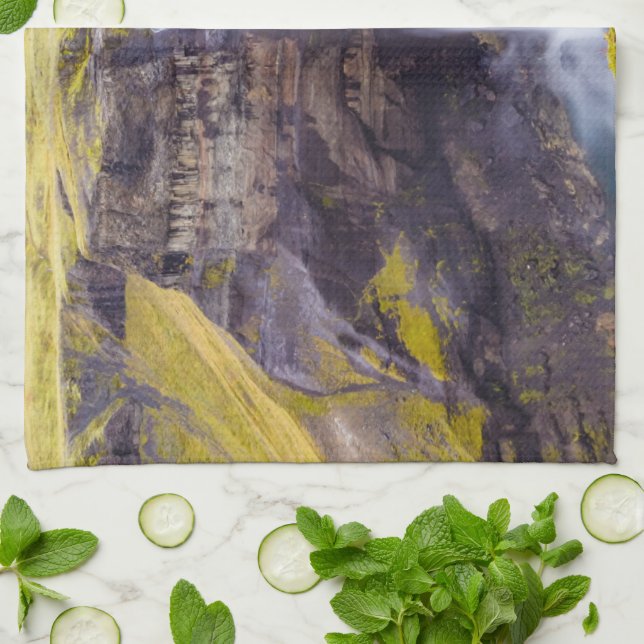 Haifoss waterfall, Iceland Kitchen Towel (Folded)