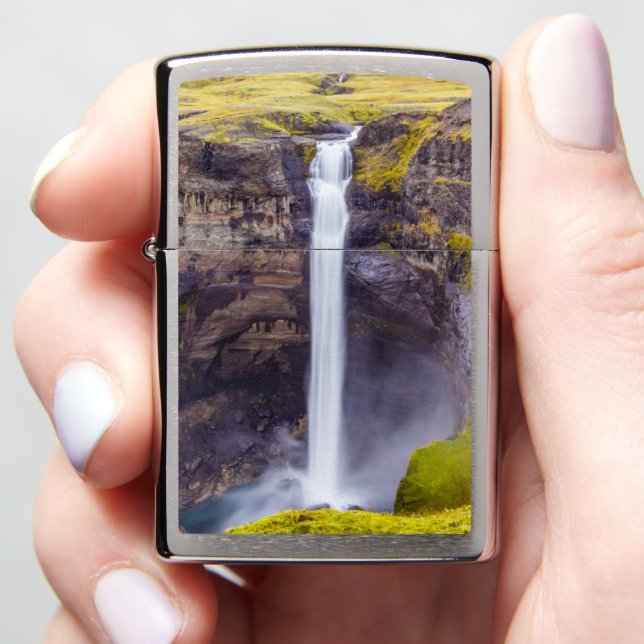 Haifoss waterfall, Iceland Zippo Lighter (In Hand)