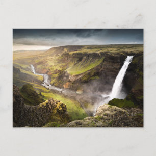 Haifoss Waterfall Summer in Iceland Postcard