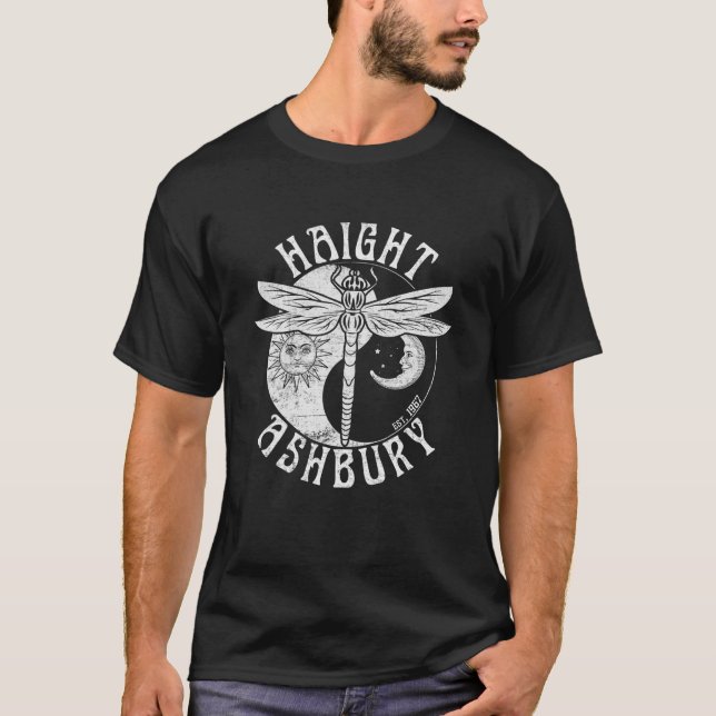 Haight Ashbury 1967 Retro San Francisco Dragon Fly T-Shirt (Front)