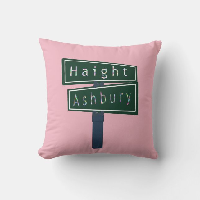 Haight Ashbury Rainbow Street Sign Throw Pillow (Front)