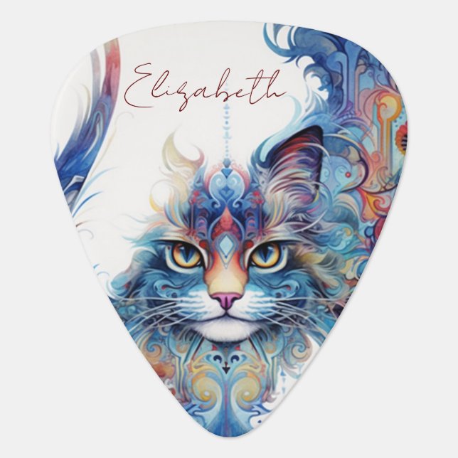 Haight-Ashbury Style Psychedelic Cat Guitar Picks (Front)