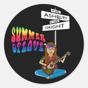 Haight Ashbury Summer Of Love Classic Round Sticker by oldrockerdude at Zazzle