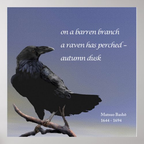 Haiku autumn Dusk Raven Poster