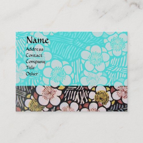 HAIKU  BLACK WHITE BLUE TURQUOISE SPRING FLOWERS BUSINESS CARD