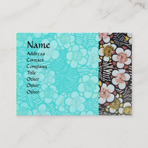 HAIKU  BLACK WHITE BLUE TURQUOISE SPRING FLOWERS BUSINESS CARD