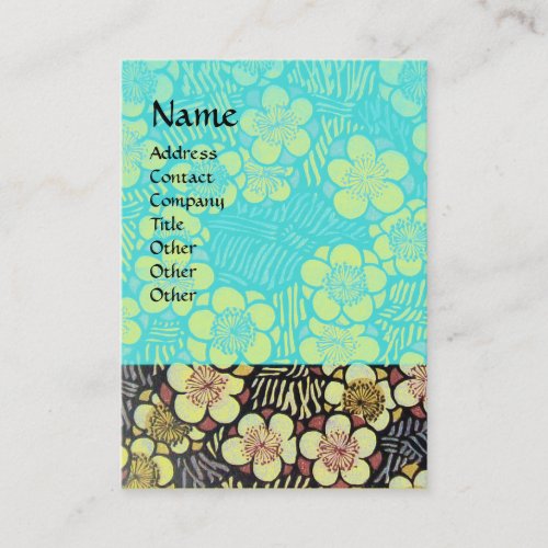 HAIKU  BLACK WHITE BLUE TURQUOISE SPRING FLOWERS BUSINESS CARD