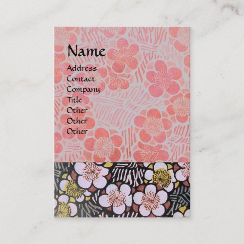 HAIKU  BLACK WHITE GREY PINK SPRING FLOWERS BUSINESS CARD