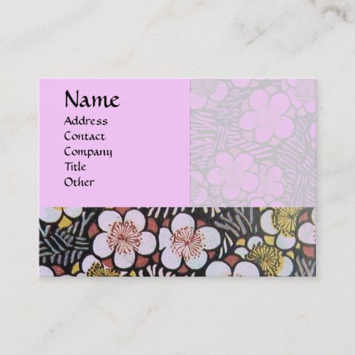 HAIKU  BLACK WHITE GREY PINK SPRING FLOWERS BUSINESS CARD