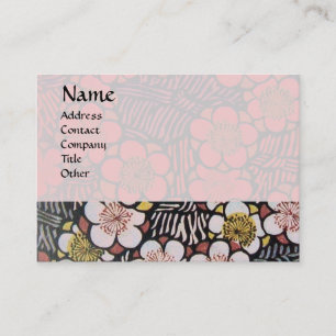 HAIKU / BLACK WHITE GREY PINK SPRING FLOWERS BUSINESS CARD