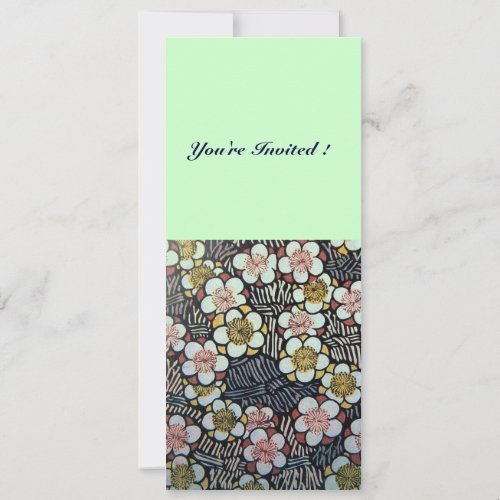 HAIKU BLACK WHITE PINK GREEN  SPRING FLOWERS INVITATION