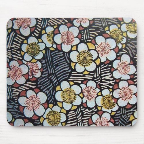 HAIKU BLACK WHITE PINK SPRING FLOWERS MOUSE PAD