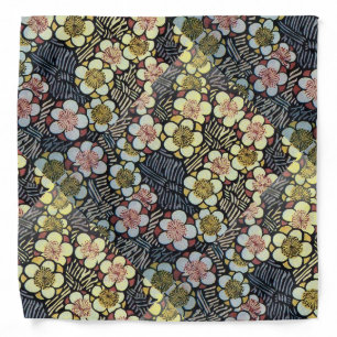 HAIKU/ BLACK WHITE PINK YELLOW SPRING FLOWERS BANDANA