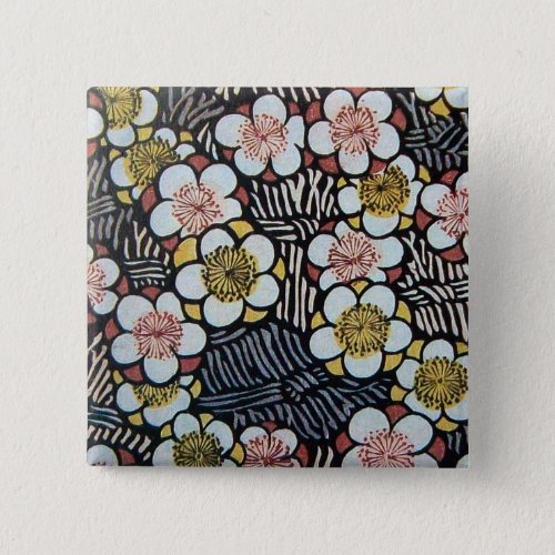 HAIKU BLACK WHITE PINK YELLOW SPRING FLOWERS BUTTON