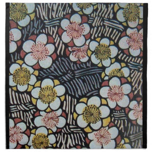 HAIKU/ BLACK WHITE PINK YELLOW SPRING FLOWERS CLOTH NAPKIN