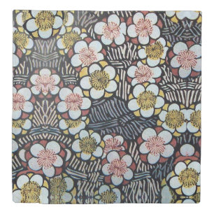 HAIKU/ BLACK WHITE PINK YELLOW SPRING FLOWERS DUVET COVER