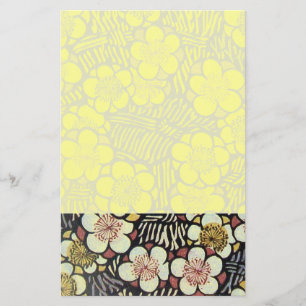 HAIKU/ BLACK WHITE PINK YELLOW SPRING FLOWERS STATIONERY