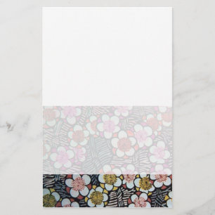 HAIKU/ BLACK WHITE PINK YELLOW SPRING FLOWERS STATIONERY