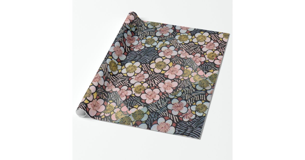 black flower wrapping paper