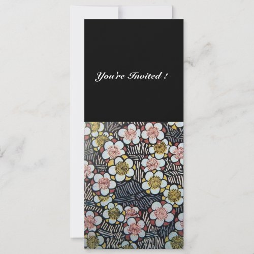 HAIKU BLACK WHITE YELLOW PINK SPRING FLOWERS INVITATION