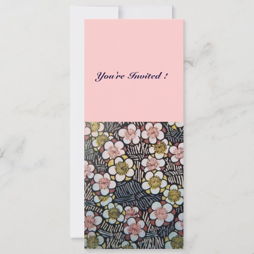 HAIKU BLACK WHITE YELLOW PINK SPRING FLOWERS INVITATION