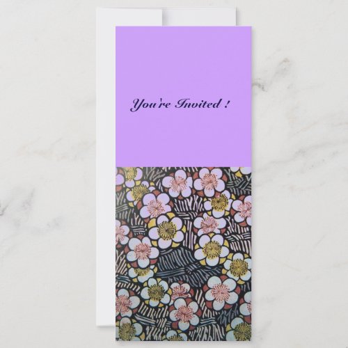 HAIKU BLACK WHITE YELLOW PURPLE SPRING FLOWERS INVITATION