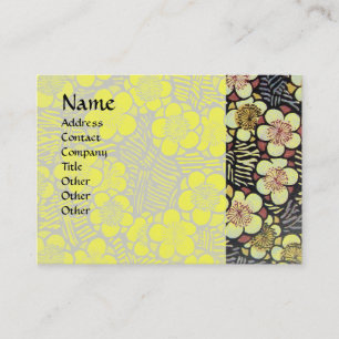 HAIKU / BLACK WHITE YELLOW SPRING FLOWERS BUSINESS CARD