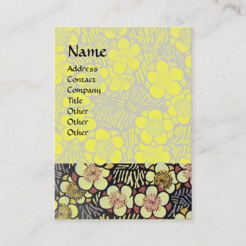 HAIKU  BLACK WHITE YELLOW SPRING FLOWERS BUSINESS CARD