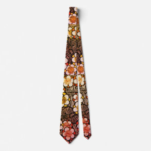 HAIKU/ BLACK WHITE YELLOW SPRING FLOWERS TIE
