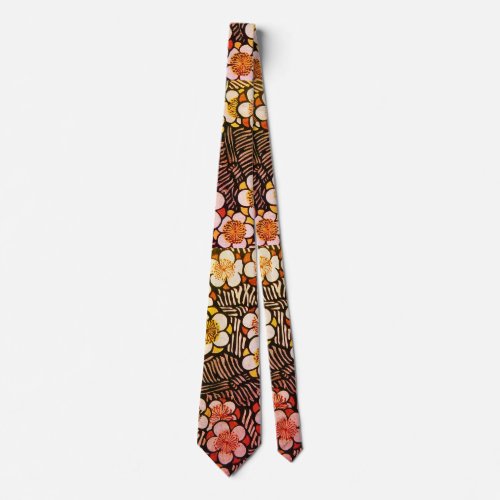 HAIKU BLACK WHITE YELLOW SPRING FLOWERS  TIE