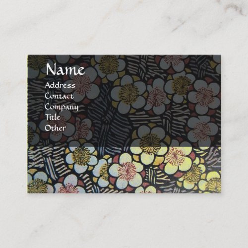 HAIKU  GREY YELLOW BLACK WHITE SPRING FLOWERS BUSINESS CARD