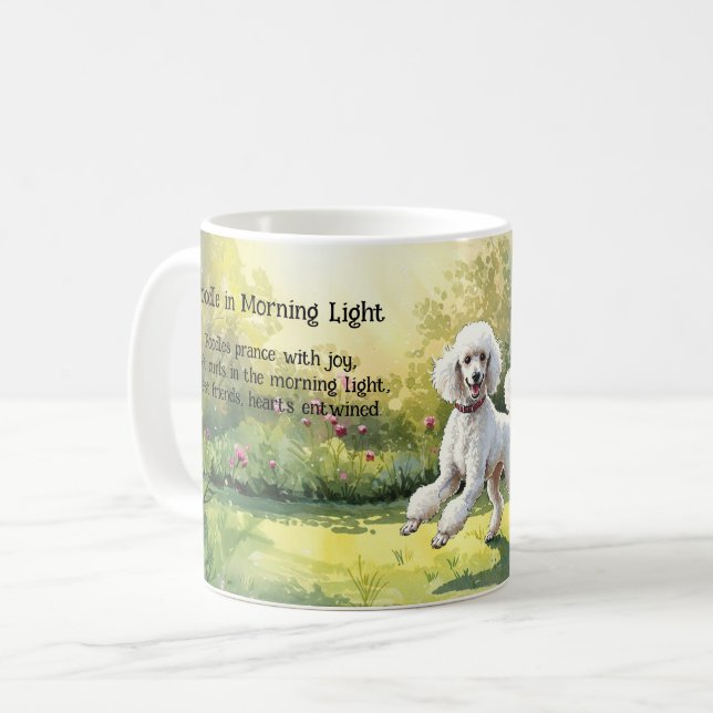 Haiku Poem - Poodle in Morning Light Mug (Front Left)
